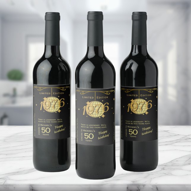 Rótulo De Garrafa De Cerveja Born in 1976 50th birthday party wine label (Criador carregado)