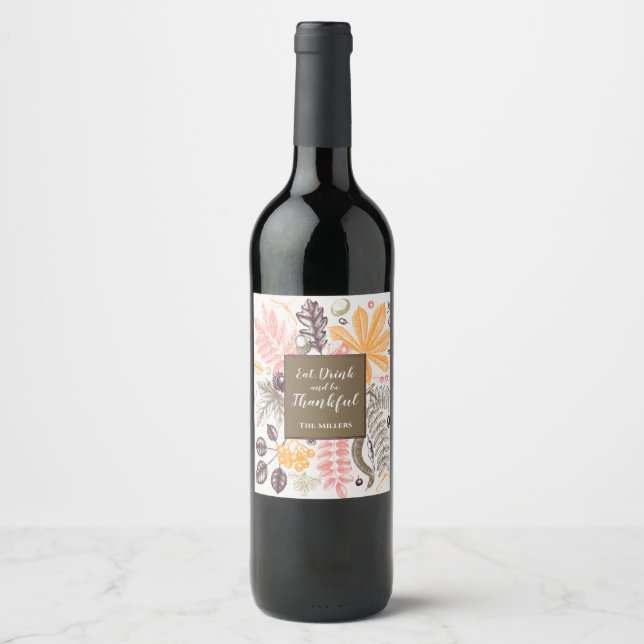 Rótulo De Garrafa De Cerveja Botânicos de Ação de Graças Outonal (Frente)