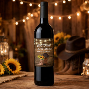 Rótulo De Garrafa De Cerveja Botas de Cowboy Girassol Casamento Western