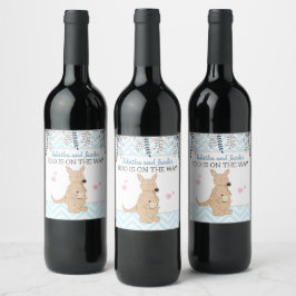 Rótulo De Garrafa De Cerveja Boy Kangaroo Wine Label Boho Chá de fraldas