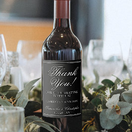 Rótulo De Garrafa De Cerveja Branca Elegante Simples no Casamento Negro Obrigad