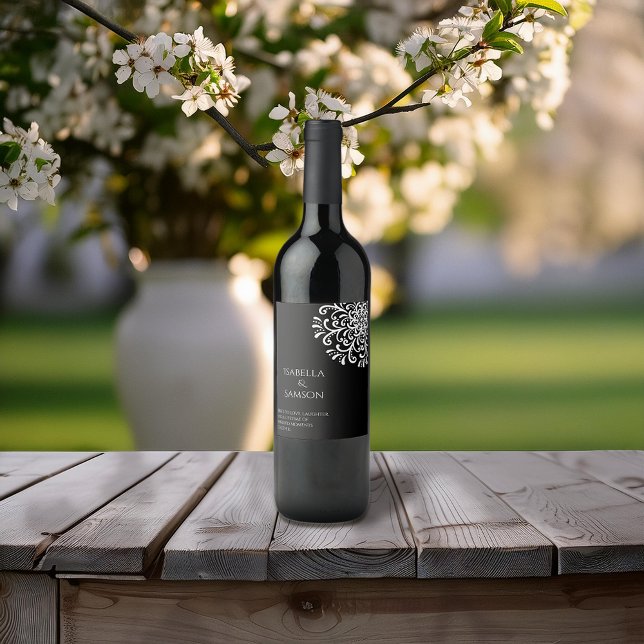 Rótulo De Garrafa De Cerveja Branco timítico sobre Floreio Negro (Criador carregado)