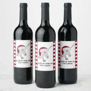 Rótulo De Garrafa De Cerveja Branco vermelho do unicórnio engraçado do Natal