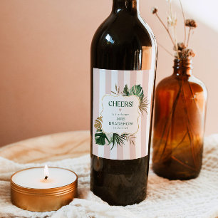 Rótulo De Garrafa De Cerveja Brida chic tropical verde-retrógrada