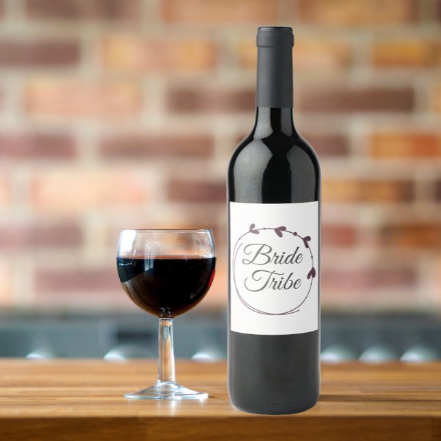 Rótulo De Garrafa De Cerveja Bride Tribe Eggplant Simple Heart Wreath (In Situ Glass of Wine)