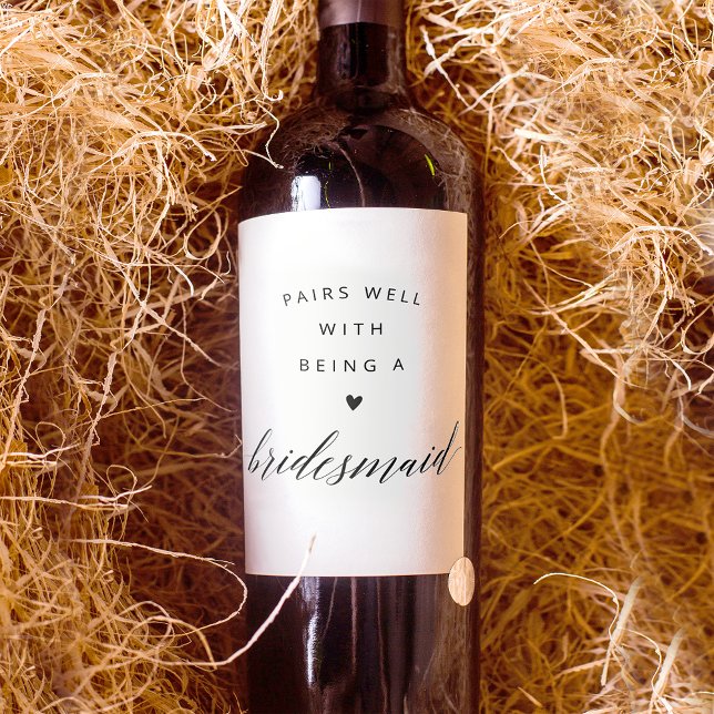 Rótulo De Garrafa De Cerveja Bridesmaid Proposta Moderna Caligrafia Negra (Criador carregado)