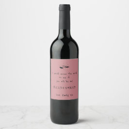 Rótulo De Garrafa De Cerveja Bridesmaid Script Floral Motif Dusty Rosa