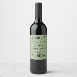Rótulo De Garrafa De Cerveja Bridesmaid Script Floral Motif Sage Verde