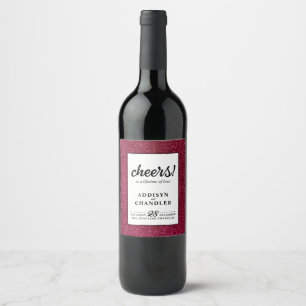 Rótulo De Garrafa De Cerveja Brilhante de Casamento Moderno Chic Vermelho Negro