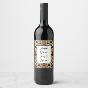 Rótulo De Garrafa De Cerveja Brilho Glamouroso Dourado Estampa de Leopardo Pret