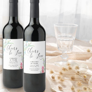 Rótulo De Garrafa De Cerveja Brinde ao Amor Prado de Flores Silvestres Pastel C