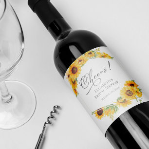 Rótulo De Garrafa De Cerveja Brinde Girassol Floral Outono Chá de Noiva
