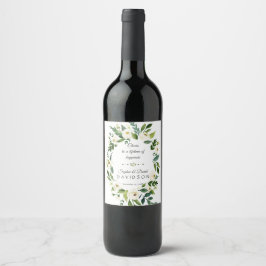 Rótulo De Garrafa De Cerveja Brinde Grinalda Floral Verde Branco Casamento