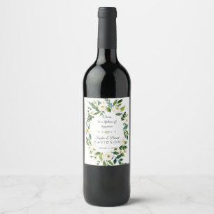 Rótulo De Garrafa De Cerveja Brinde Grinalda Floral Verde Branco Casamento