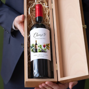 Rótulo De Garrafa De Cerveja Brindemos ao Chá de Noiva com Aquarela da Vinícola