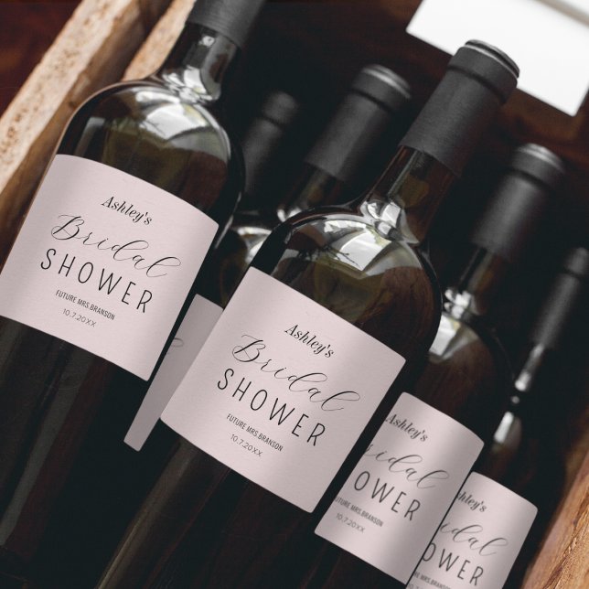 Rótulo De Garrafa De Cerveja Brunch de Chá de panela Rosa Esbranquiçado (Criador carregado)