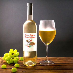 Rótulo De Garrafa De Cerveja Buldogue Inglês com Luzes Xmas