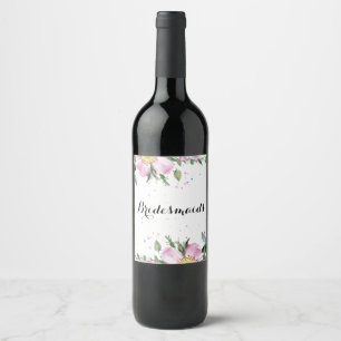 Rótulo De Garrafa De Cerveja Buquê cor-de-rosa do Cão-rosa das damas de honra