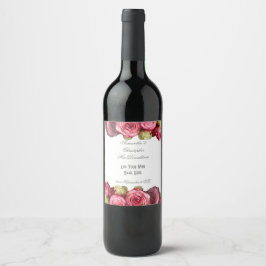 Rótulo De Garrafa De Cerveja Buquê de casamento de rosas florais cor-de-rosa
