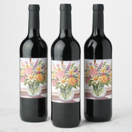Rótulo De Garrafa De Cerveja Buquê de Flores da Primavera | Cartão Floral Bonit