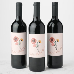 Rótulo De Garrafa De Cerveja Buquê de Flores Silvestres Arte Floral Chuveiro de