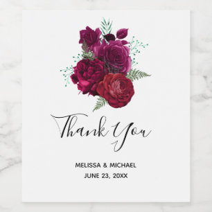 Rótulo De Garrafa De Cerveja Buquê Floral Elegante Magenta Rosa