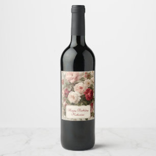 Rótulo De Garrafa De Cerveja Buquê Floral Vintage com Texto Personalizado