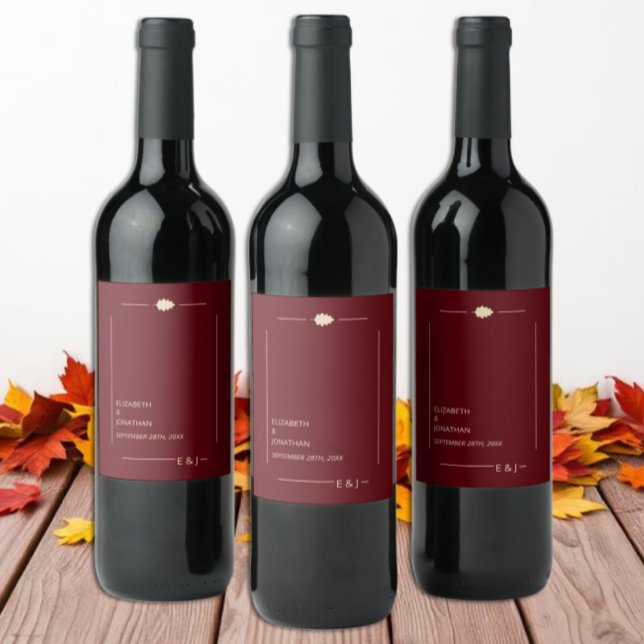 Rótulo De Garrafa De Cerveja Burgundy Autumn Wedding (Criador carregado)