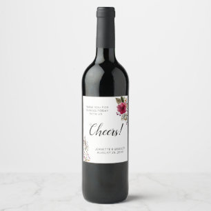 Rótulo De Garrafa De Cerveja Burgundy Flowers Agradeço O Casamento
