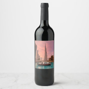 Rótulo De Garrafa De Cerveja Burj Khalifa Boat Lake Cityscape