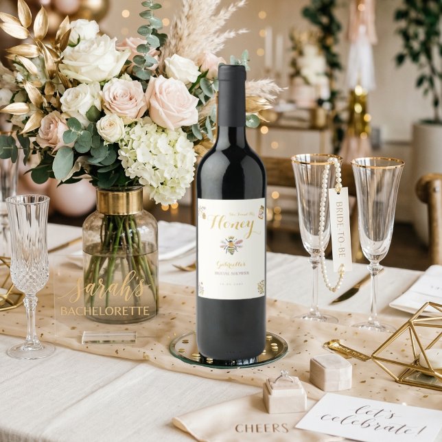 Rótulo De Garrafa De Cerveja Butter Yellow She Found Her Honey Bee Bridal Party (Criador carregado)