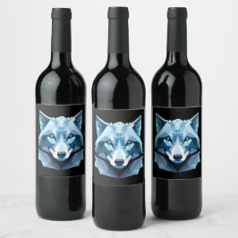 Rótulo De Garrafa De Cerveja Cabeça de Lobo Geométrico Azul