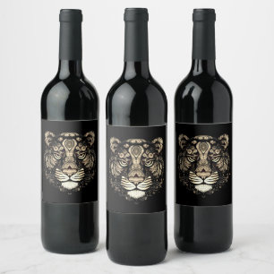 Rótulo De Garrafa De Cerveja Cabeça de Tigre ouro