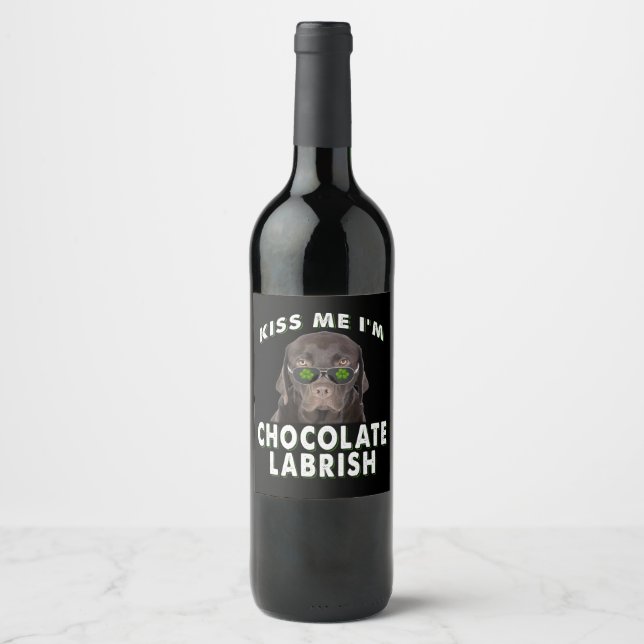 Rótulo De Garrafa De Cerveja Cachorro | Beije-me Sou Chocolate Labrish (Frente)