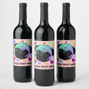 Rótulo De Garrafa De Cerveja Cachorro Pug Filhote PopArt Estilo Retro