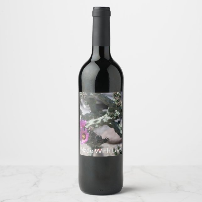 Rótulo De Garrafa De Cerveja Cacto Challa em flor (Frente)
