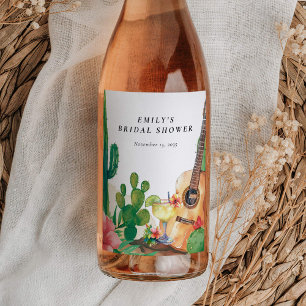Rótulo De Garrafa De Cerveja Cactus Fiesta Floral Chá de Noiva