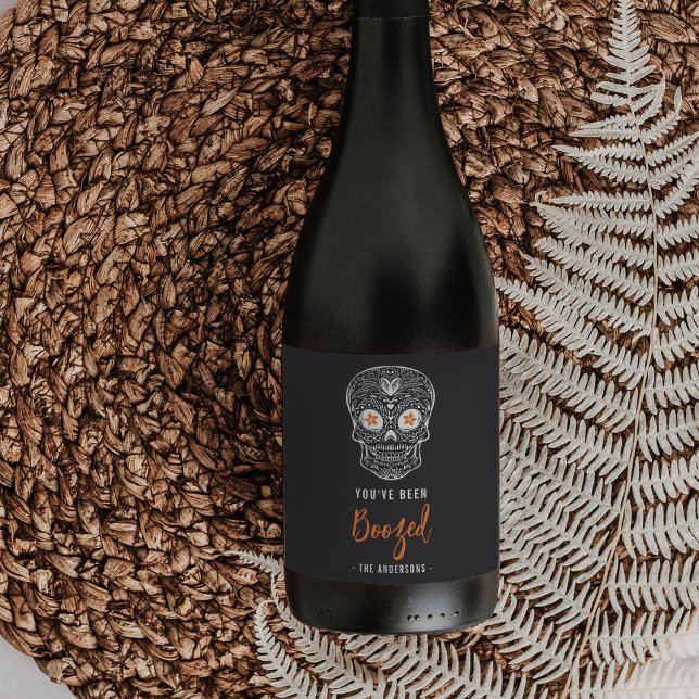 Rótulo De Garrafa De Cerveja Calavera Skull Você Foi Boozado Halloween (Criador carregado)