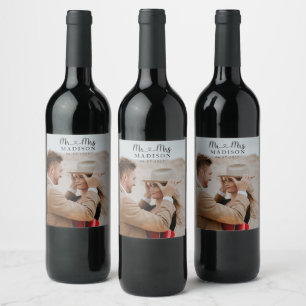 Rótulo De Garrafa De Cerveja Caligrafia de Foto de Casamento Personalizada