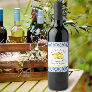 Rótulo De Garrafa De Cerveja Caligrafia de Limoncello Aquarela Limões Azulejo A