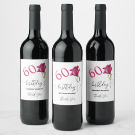 Rótulo De Garrafa De Cerveja Caligrafia rosa rosa-rosa com aquarela