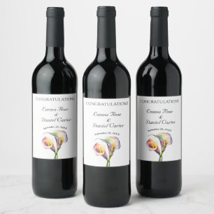Rótulo De Garrafa De Cerveja Calla Aquarela Elegante Lírios Românticos