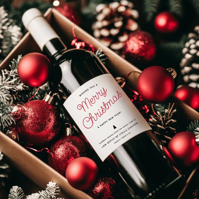 Rótulo De Garrafa De Cerveja Calligraphy Moderna Feliz Natal Negócios (Modern Calligraphy Merry Christmas Business Wine Label)