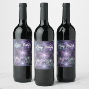 Rótulo De Garrafa De Cerveja Cama de Flores Arte Fractal Abstrata Tendência Bri