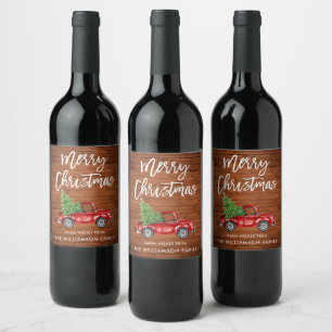 Rótulo De Garrafa De Cerveja Caminhão de Vintagem de Natal Rustic Wood Brusch