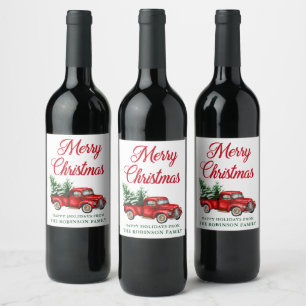 Rótulo De Garrafa De Cerveja Caminhão Vermelho Clássico de Água de Natal Fel