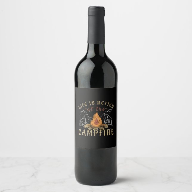 Rótulo De Garrafa De Cerveja Campfire Camping Design (Frente)