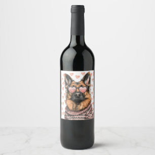 Rótulo De Garrafa De Cerveja Cão German shepherd do dia de os namorados