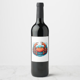 Rótulo De Garrafa De Cerveja caranguejo-divertido