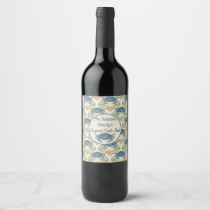 Rótulo De Garrafa De Cerveja Caranguejo Elegante - Caranguejos Azuis-Banquete-A